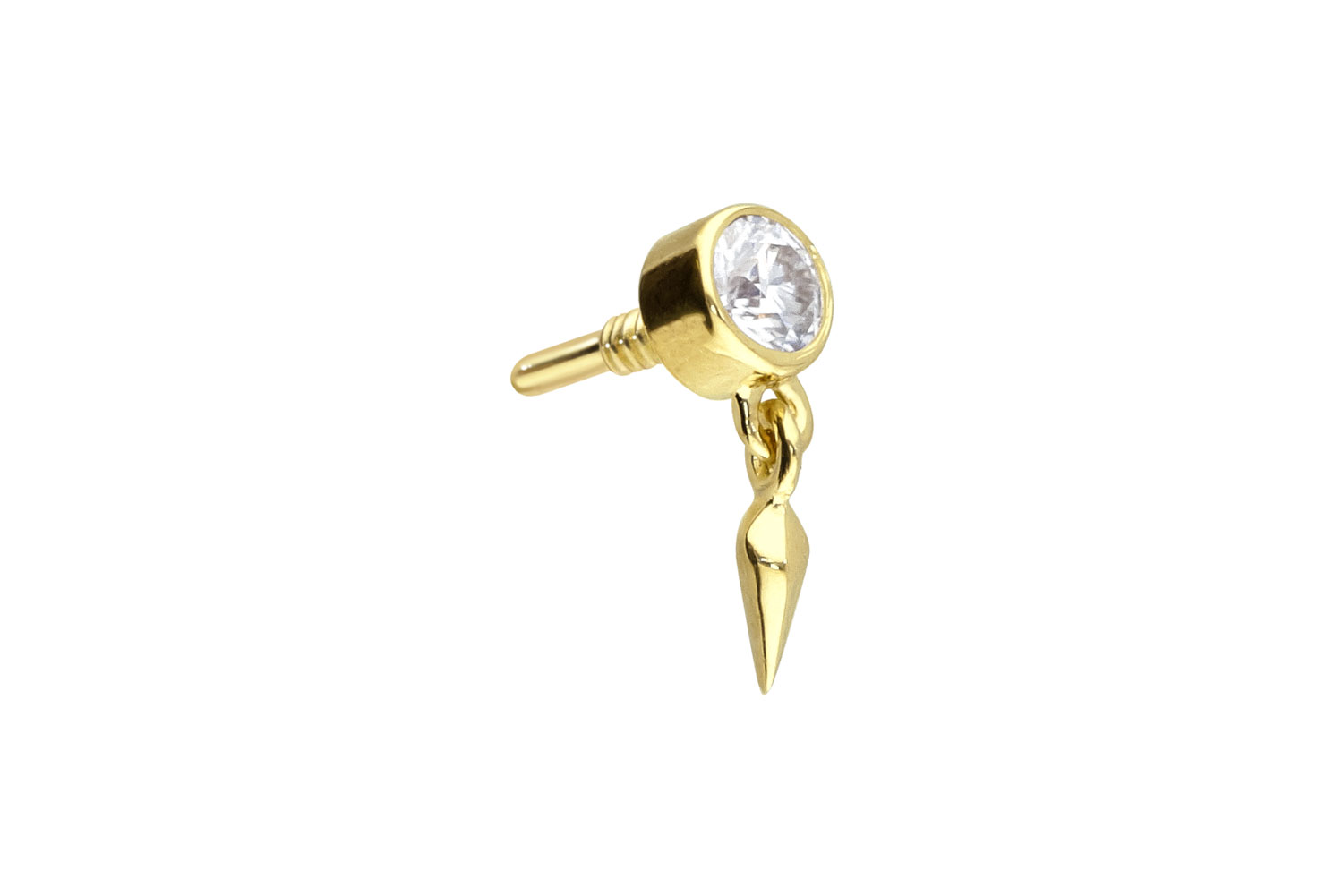 14 Karat Gold Schraubaufsatz mit Außengewinde MOISSANIT + SPITZE von Piercingline